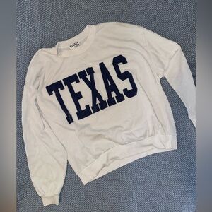 BUCKETLIST White Sweatshirt with Navy "TEXAS" Letters